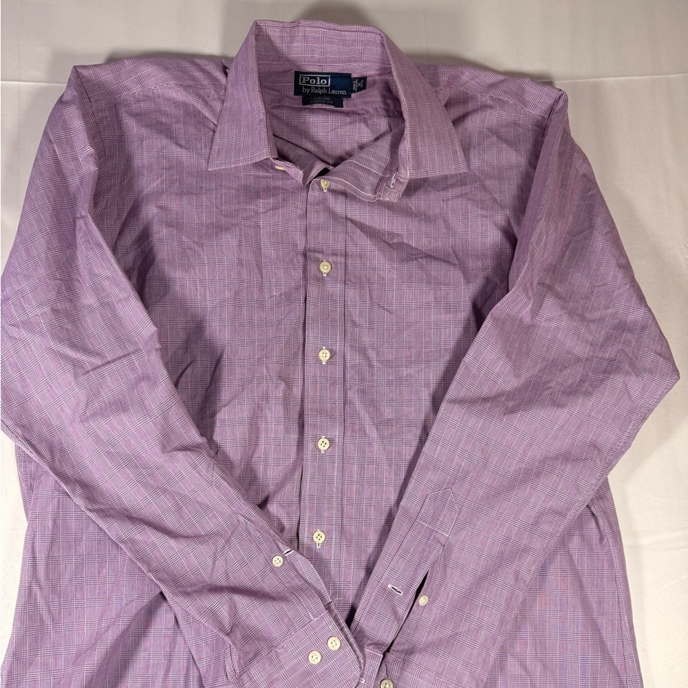 Polo by Ralph Lauren Men’s Lavender Check Button-Down Shirt 16 34/35